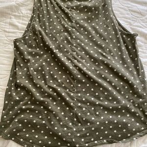 Green tie front tank top